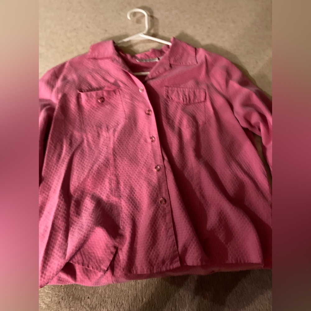Large pink dress barn long sleeve dress shirt